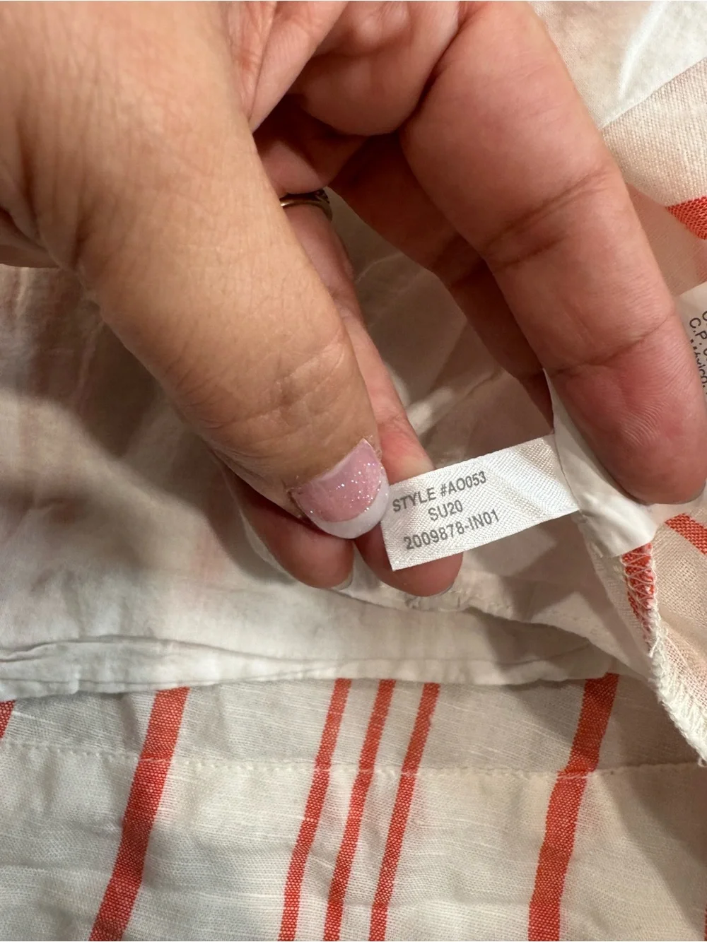 J. Crew linen/cotton White Dress with Coral Stripes and Tie Waist